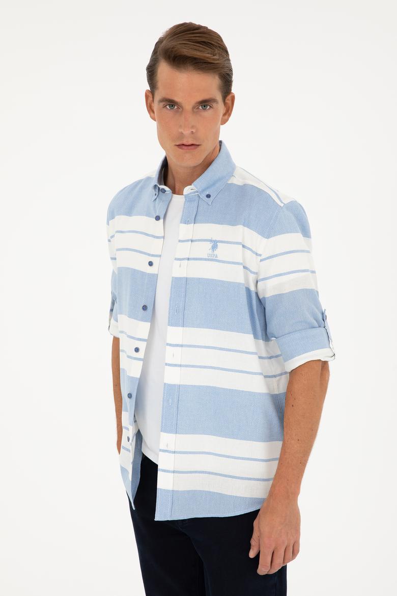 Erkek Saks Uzun Kollu Gömlek