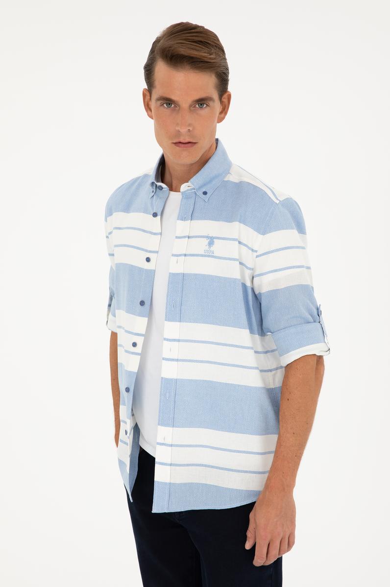 Erkek Saks Uzun Kollu Gömlek