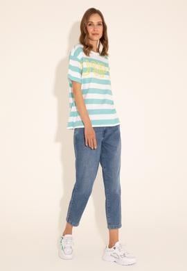 Kadın Mint Bisiklet Yaka Tişört - 50285851019