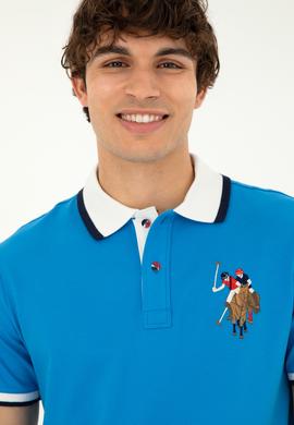 Erkek Slim Fit Polo Yaka Saks Basic Tişört - 50279559051