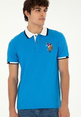 Erkek Slim Fit Polo Yaka Saks Basic Tişört - 50279559051