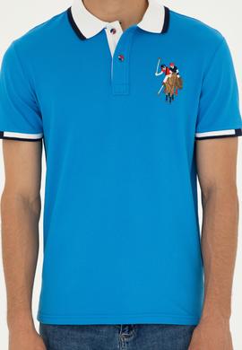 Erkek Slim Fit Polo Yaka Saks Basic Tişört - 50279559051