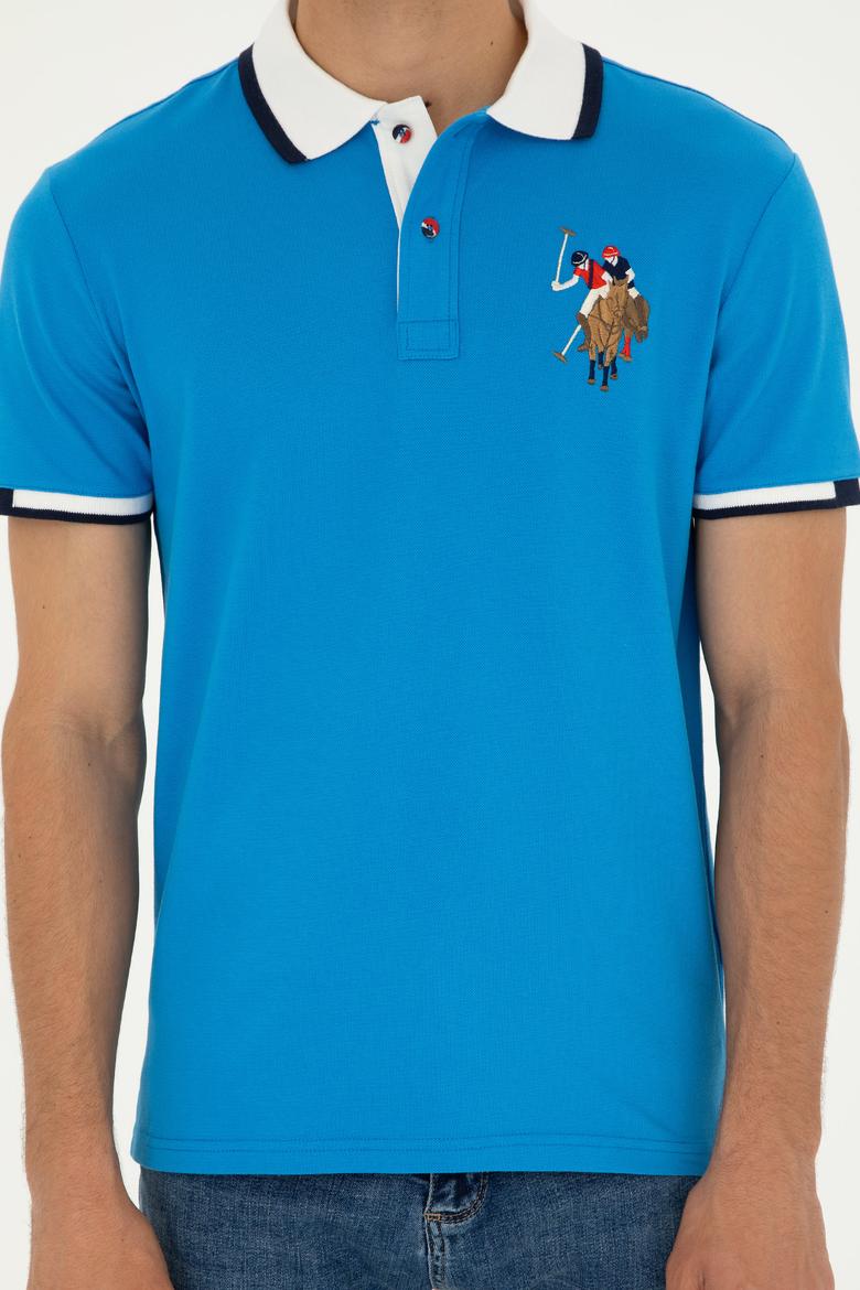 Erkek Slim Fit Polo Yaka Saks Basic Tişört - 50279559051