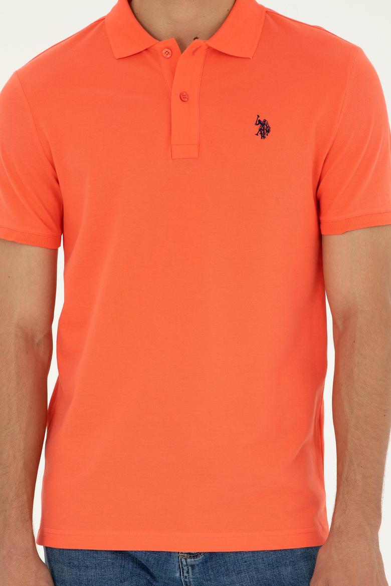 Erkek Slim Fit Polo Yaka Nar Çiçeği Basic Tişört - 50279573173