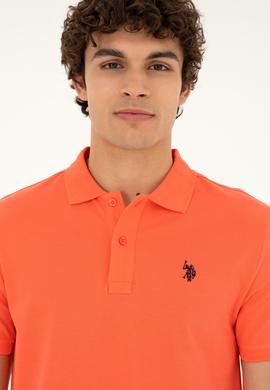 Erkek Slim Fit Polo Yaka Nar Çiçeği Basic Tişört - 50279573173