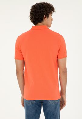 Erkek Slim Fit Polo Yaka Nar Çiçeği Basic Tişört - 50279573173
