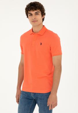 Erkek Slim Fit Polo Yaka Nar Çiçeği Basic Tişört - 50279573173