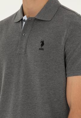 Erkek Regular Fit Polo Yaka Antrasit Melanj Basic Tişört - 50279611028