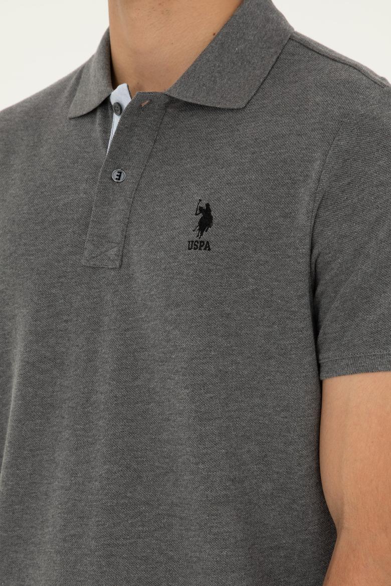 Erkek Regular Fit Polo Yaka Antrasit Melanj Basic Tişört - 50279611028