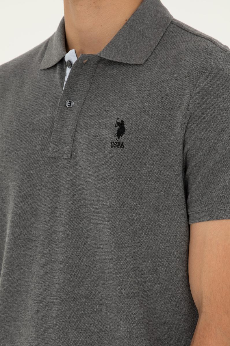 Erkek Regular Fit Polo Yaka Antrasit Melanj Basic Tişört