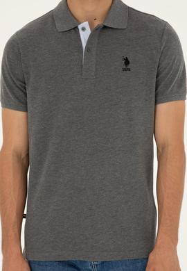 Erkek Regular Fit Polo Yaka Antrasit Melanj Basic Tişört - 50279611028
