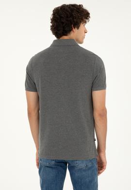 Erkek Regular Fit Polo Yaka Antrasit Melanj Basic Tişört - 50279611028