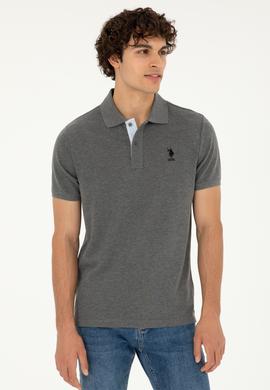 Erkek Regular Fit Polo Yaka Antrasit Melanj Basic Tişört - 50279611028