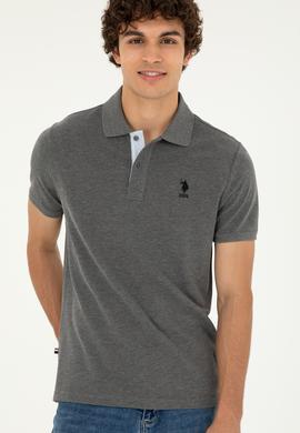 Erkek Regular Fit Polo Yaka Antrasit Melanj Basic Tişört - 50279611028