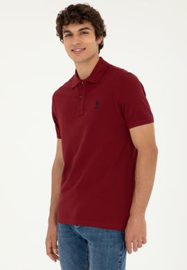 Erkek Regular Fit Polo Yaka Bordo Basic Tişört - 50279611118
