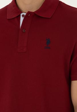 Erkek Regular Fit Polo Yaka Bordo Basic Tişört - 50279611118
