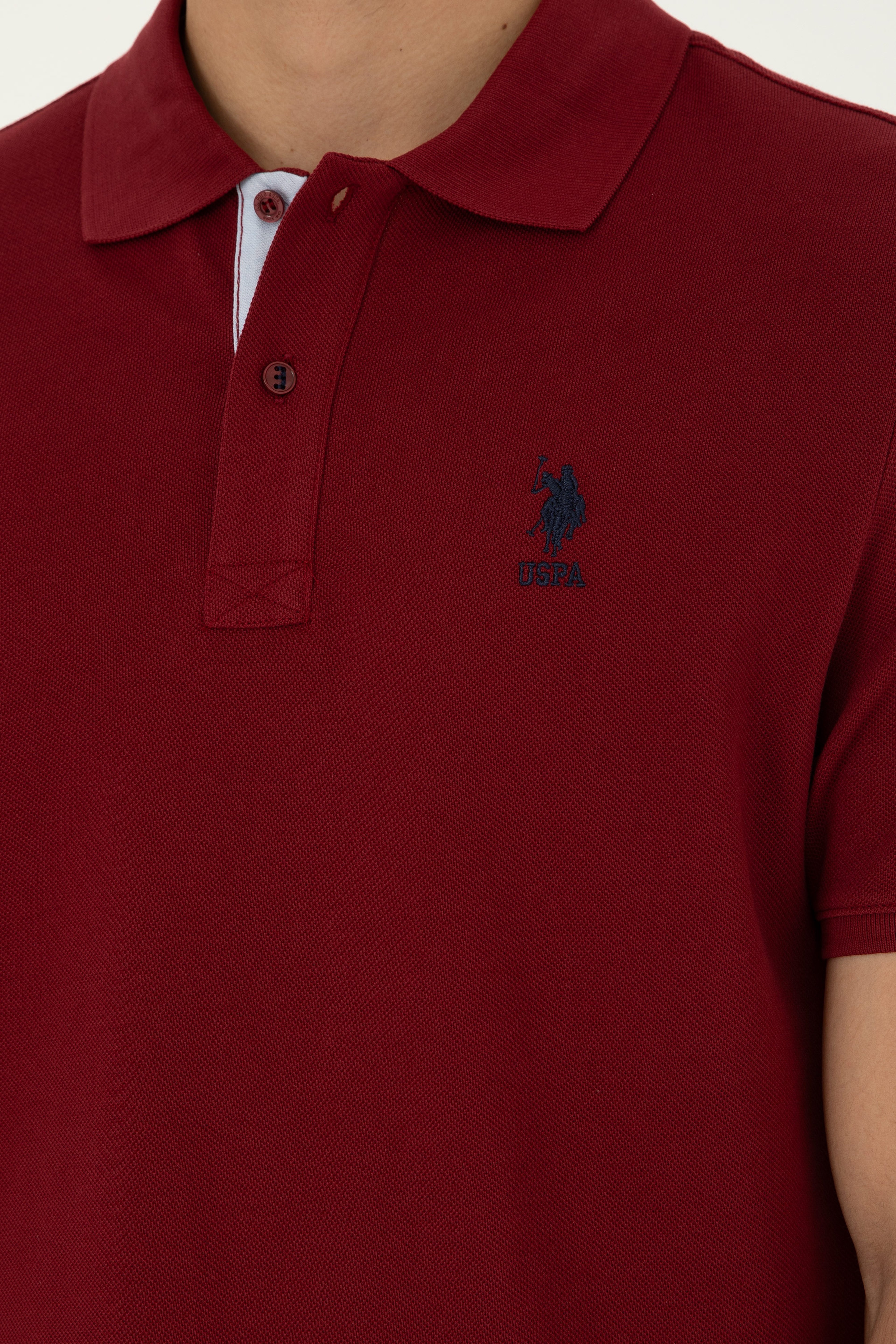 Erkek Regular Fit Polo Yaka Bordo Basic Tişört - Image 7