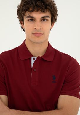 Erkek Regular Fit Polo Yaka Bordo Basic Tişört - 50279611118