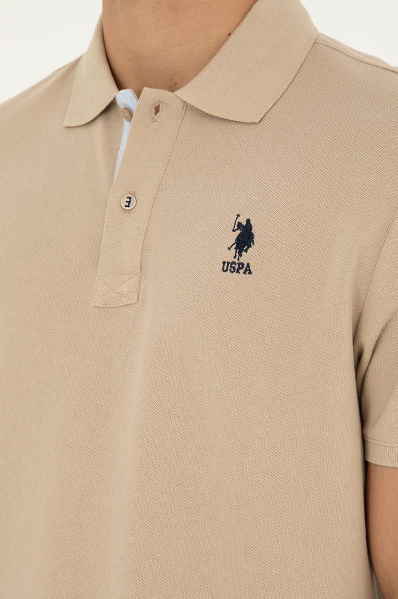 Erkek Regular Fit Polo Yaka Açık Haki Basic Tişört