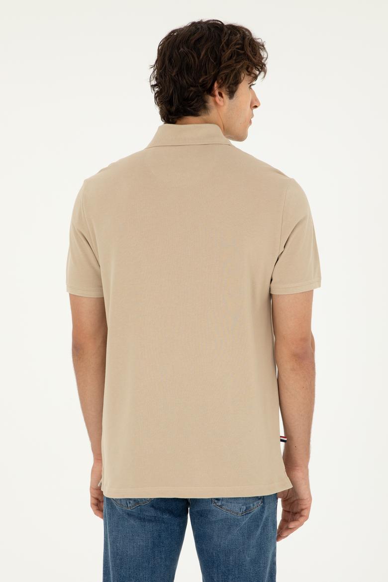 Erkek Regular Fit Polo Yaka Açık Haki Basic Tişört - 50279611248