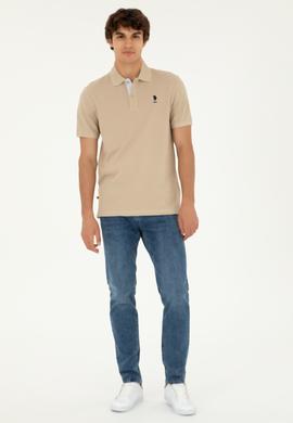 Erkek Regular Fit Polo Yaka Açık Haki Basic Tişört - 50279611248