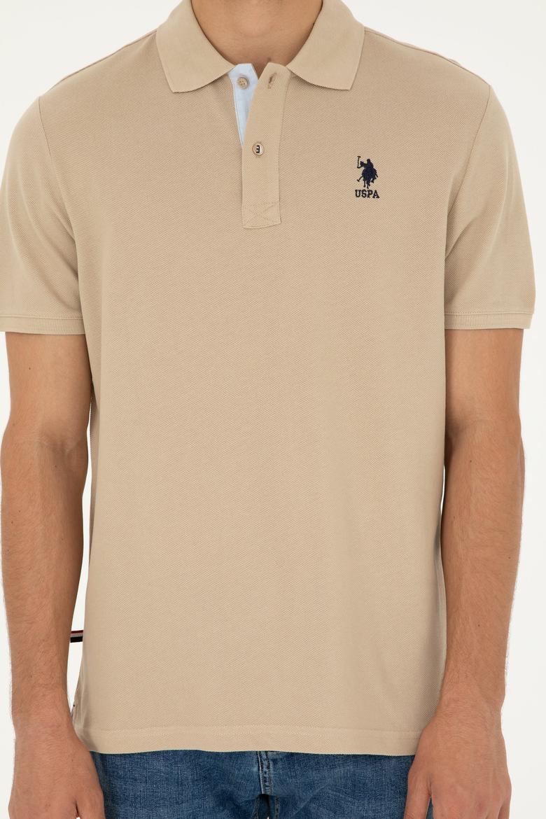 Erkek Regular Fit Polo Yaka Açık Haki Basic Tişört - 50279611248