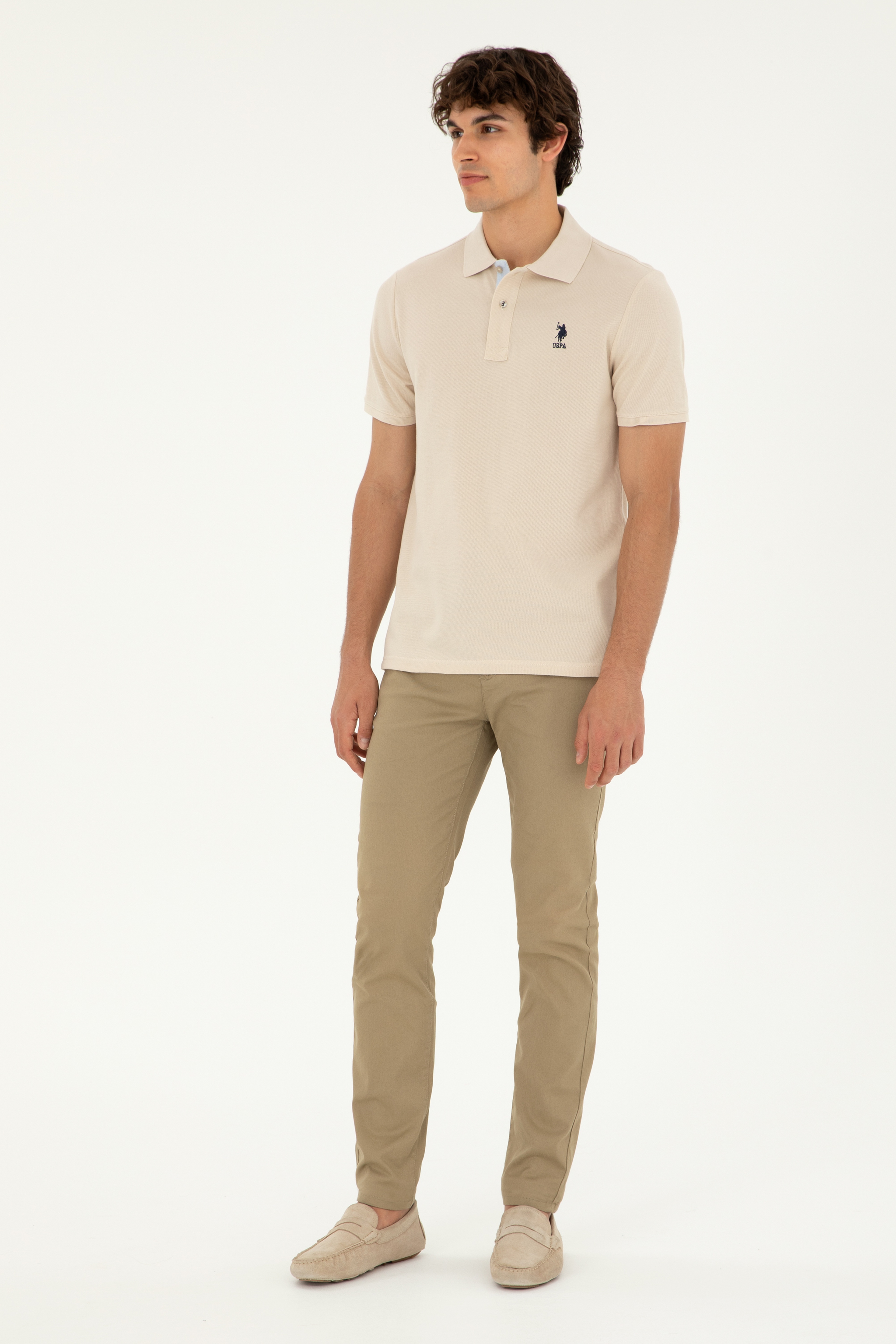 Erkek Regular Fit Polo Yaka Taş Basic Tişört - Image 4