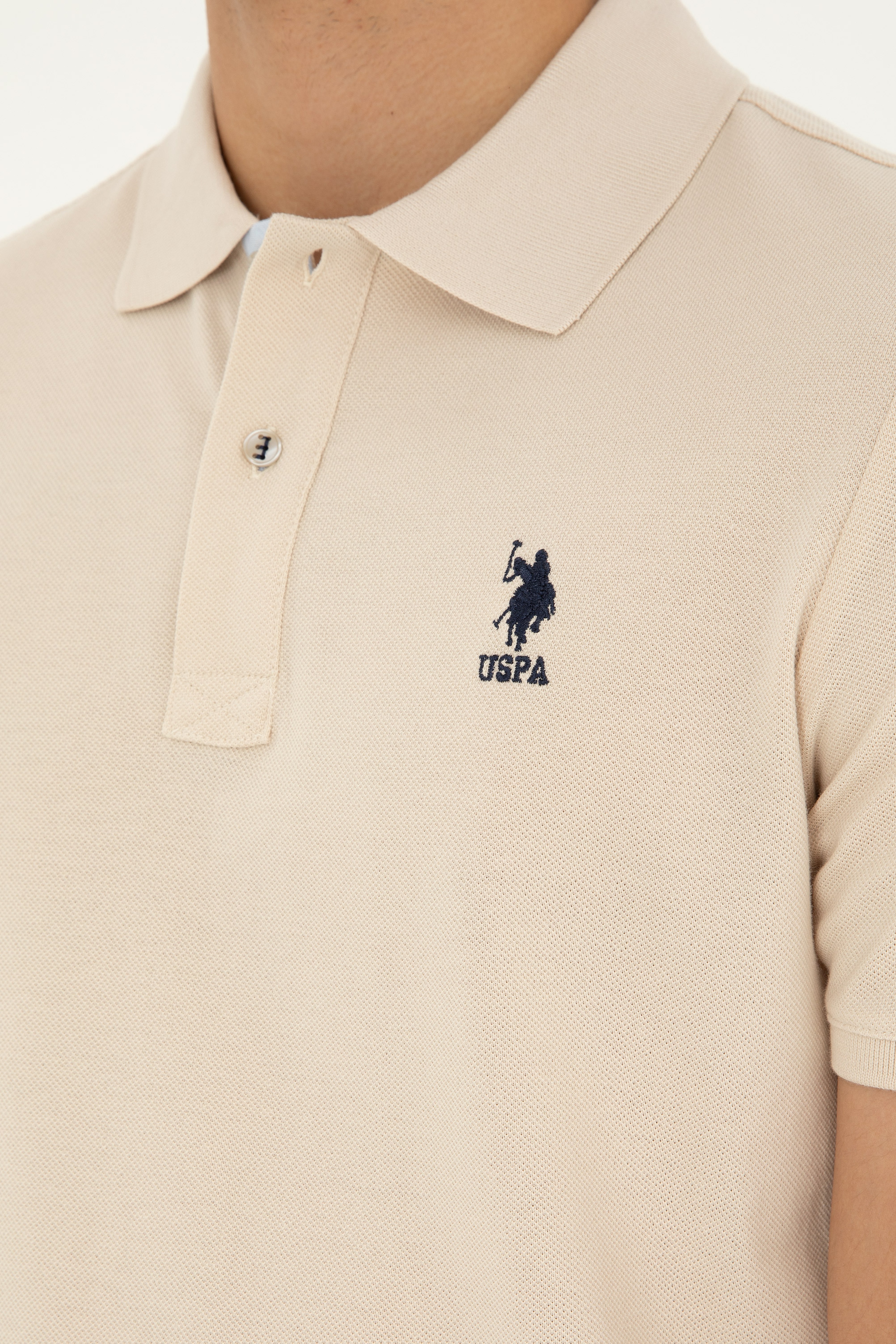 Erkek Regular Fit Polo Yaka Taş Basic Tişört - Image 7