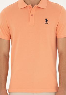 Erkek Slim Fit Polo Yaka Somon Basic Tişört - 50279613181