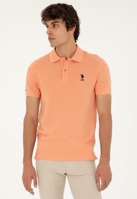Erkek Slim Fit Polo Yaka Somon Basic Tişört - 50279613181