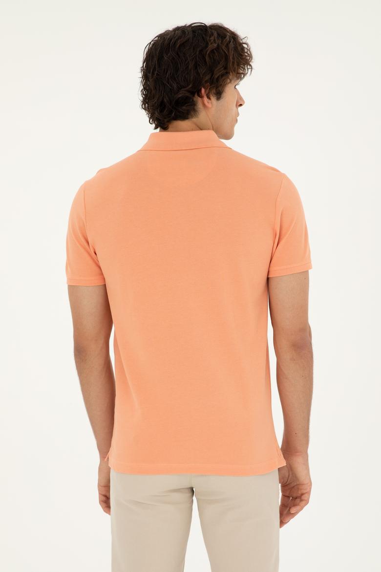 Erkek Slim Fit Polo Yaka Somon Basic Tişört - 50279613181