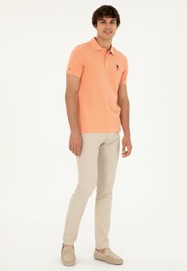 Erkek Slim Fit Polo Yaka Somon Basic Tişört - 50279613181