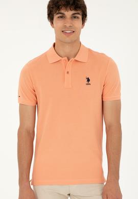 Erkek Slim Fit Polo Yaka Somon Basic Tişört - 50279613181