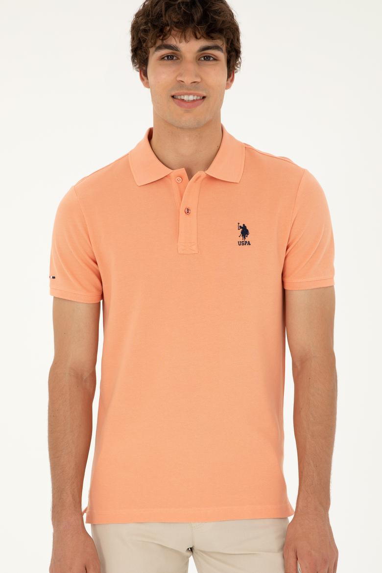 Erkek Slim Fit Polo Yaka Somon Basic Tişört