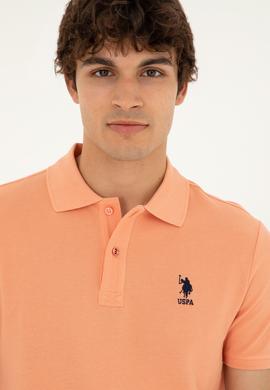 Erkek Slim Fit Polo Yaka Somon Basic Tişört - 50279613181
