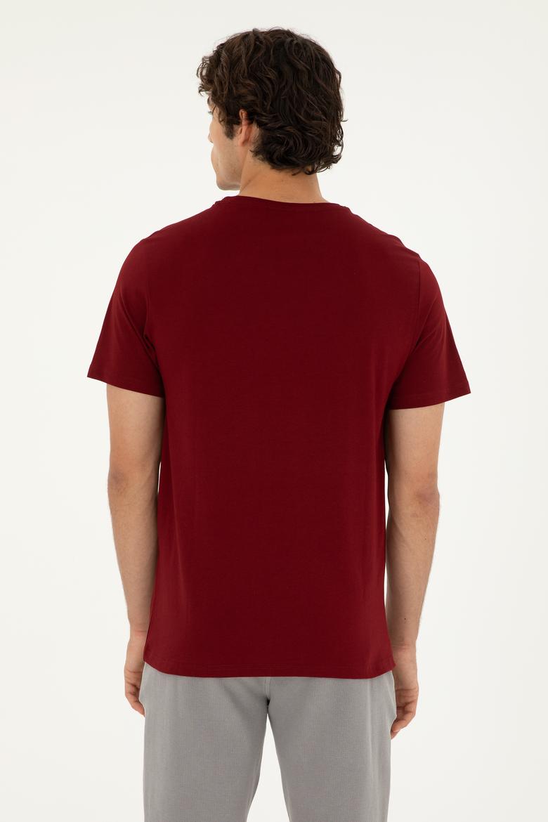 Erkek Bordo Basic Tişört - 50279632193