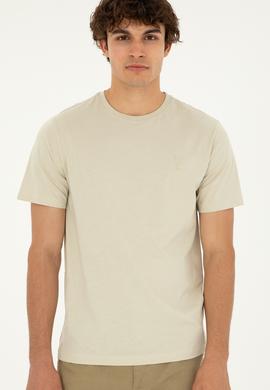 Erkek Regular Fit Bisiklet Yaka Taş Basic Tişört - 50294224049