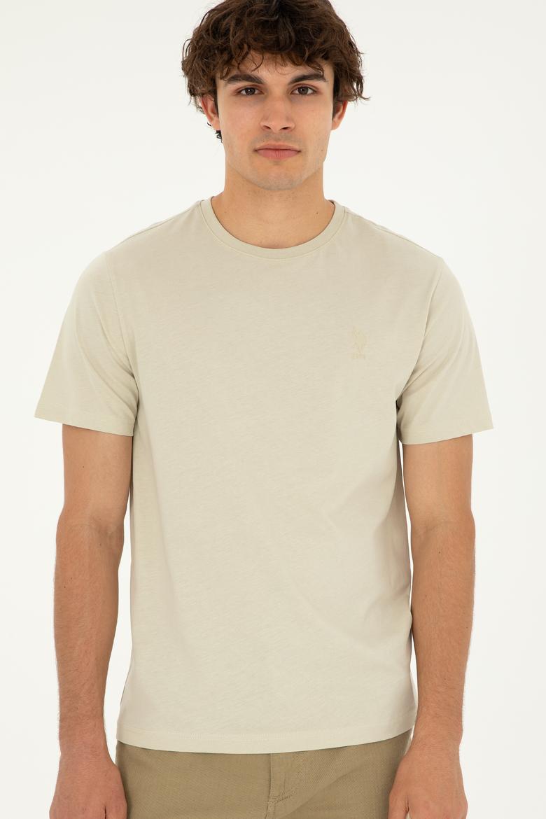 Erkek Regular Fit Bisiklet Yaka Taş Basic Tişört - 50294224049