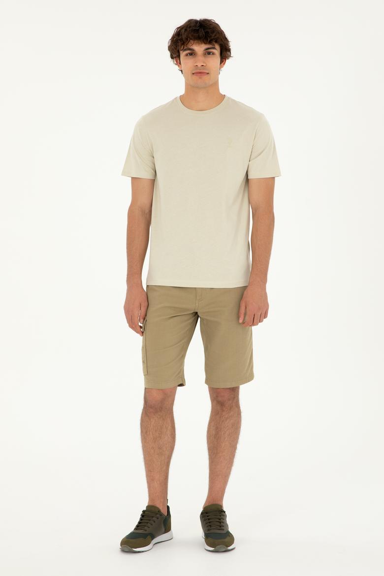 Erkek Regular Fit Bisiklet Yaka Taş Basic Tişört - 50294224049