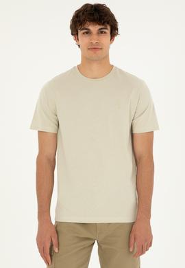 Erkek Regular Fit Bisiklet Yaka Taş Basic Tişört - 50294224049