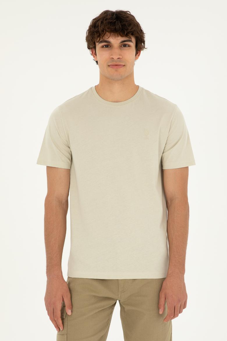 Erkek Regular Fit Bisiklet Yaka Taş Basic Tişört