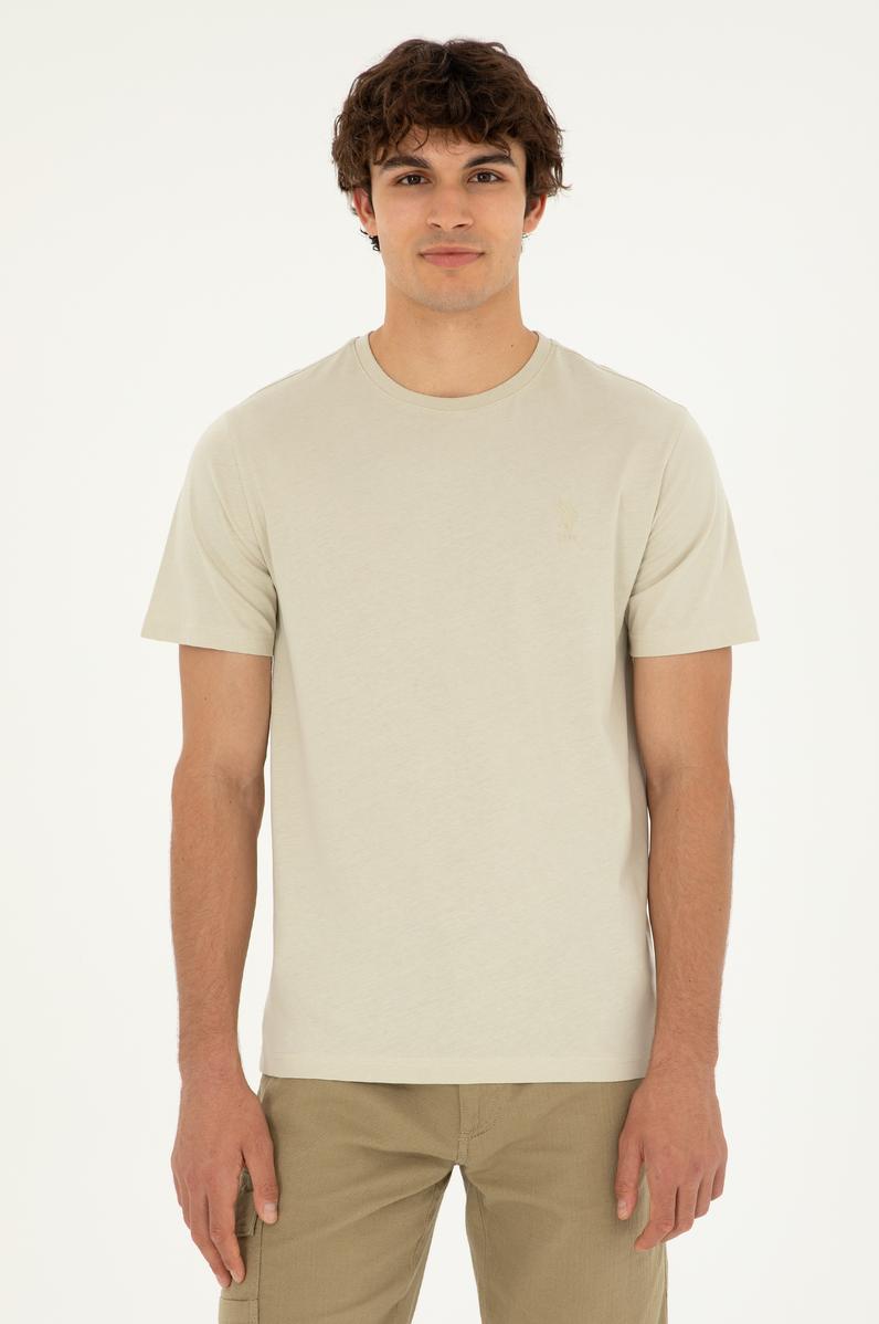 Erkek Regular Fit Bisiklet Yaka Taş Basic Tişört