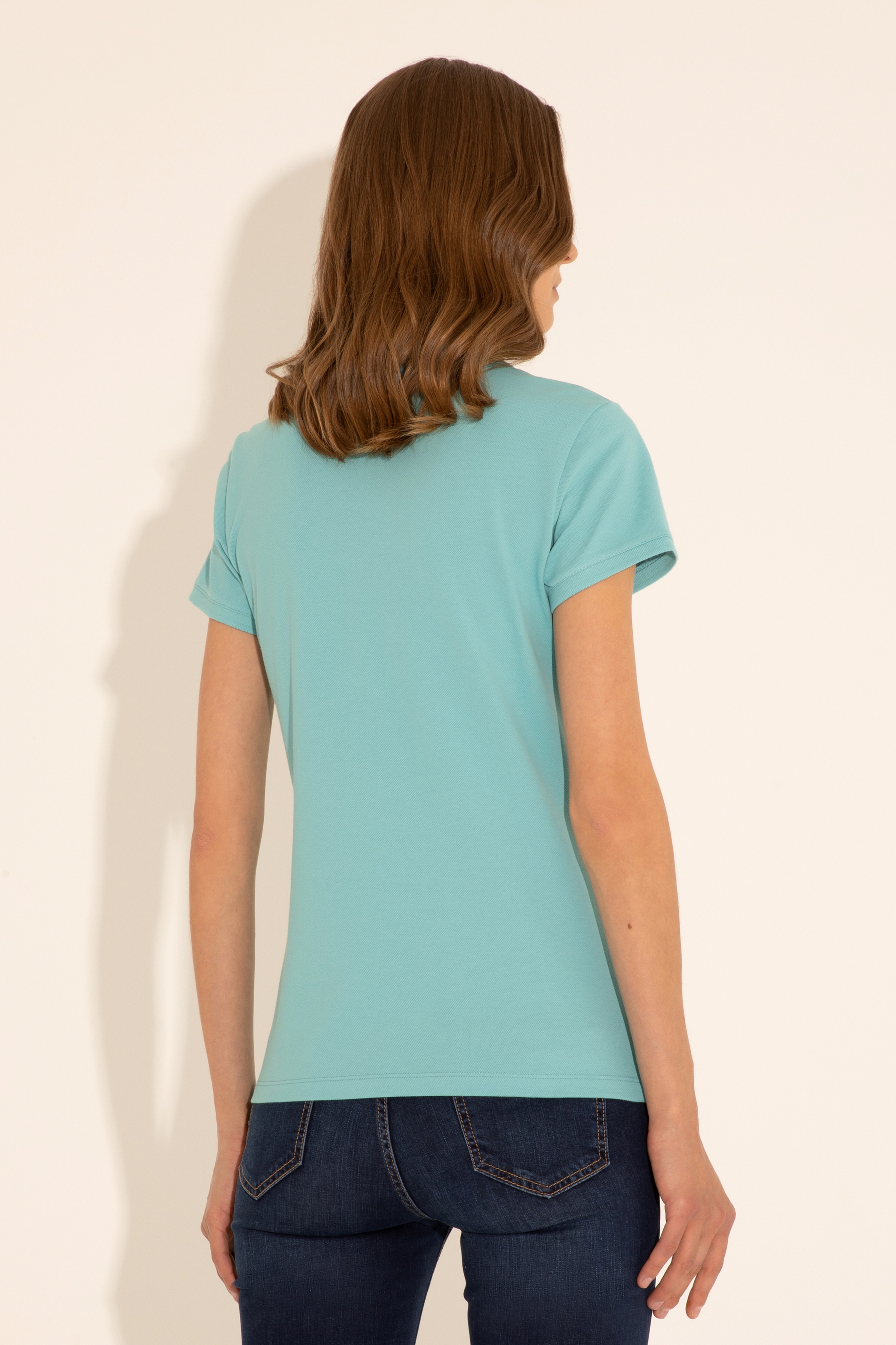 Kadın Mint Basic Polo Yaka Tişört