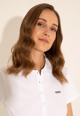 Kadın Beyaz Basic Polo Yaka Tişört - 50285846077