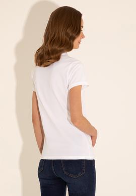 Kadın Beyaz Basic Polo Yaka Tişört - 50285846077