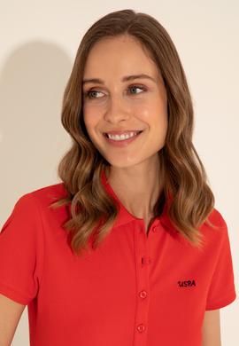 Kadın Kırmızı Basic Polo Yaka Tişört - 50285846089