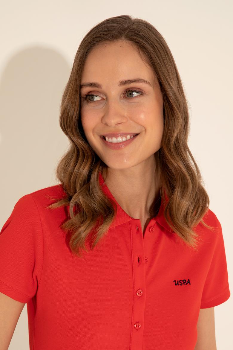 Kadın Kırmızı Basic Polo Yaka Tişört - 50285846089