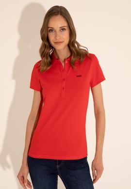Kadın Kırmızı Basic Polo Yaka Tişört - 50285846089