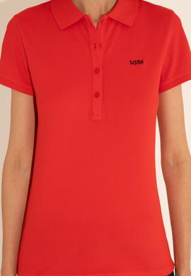 Kadın Kırmızı Basic Polo Yaka Tişört - 50285846089