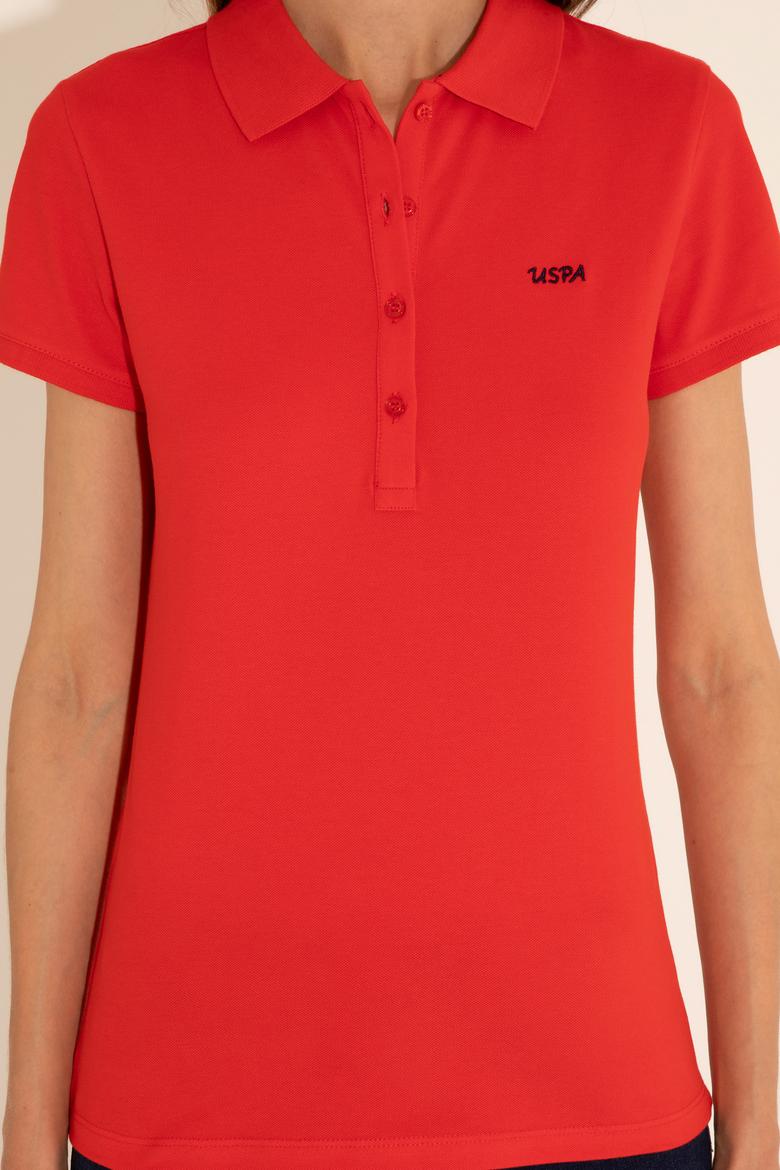 Kadın Kırmızı Basic Polo Yaka Tişört - 50285846089
